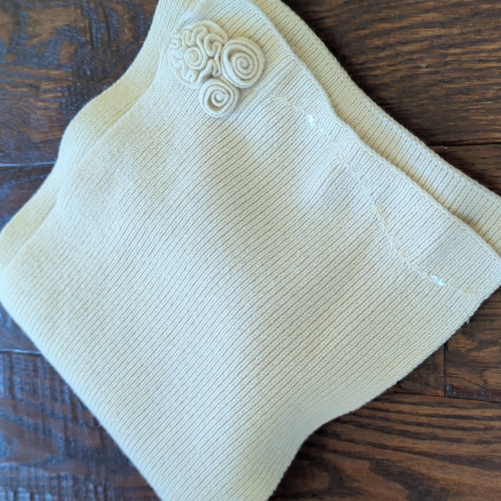 PORTOLANO I Vintage Ivory Cream Lambswool and Angora Rabbit Fur Floral Scarf